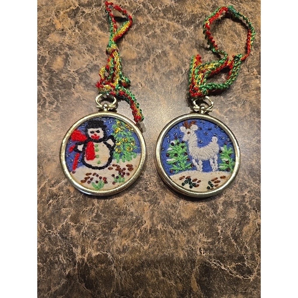 Paragon Needlecraft Christmas Tree Ornaments Snowman Reindeer #6212‎ Completed